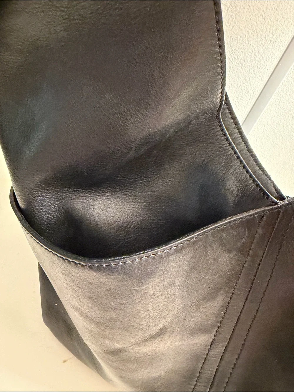 Classic Black Leather Hobo Shoulder Bag